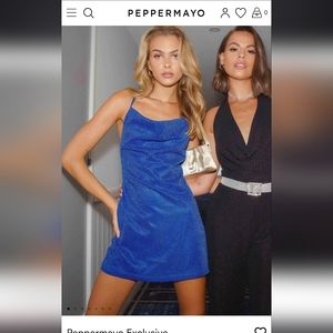 NWOT Peppermayo Cowl Neck Mini Dress, Cobalt Blue